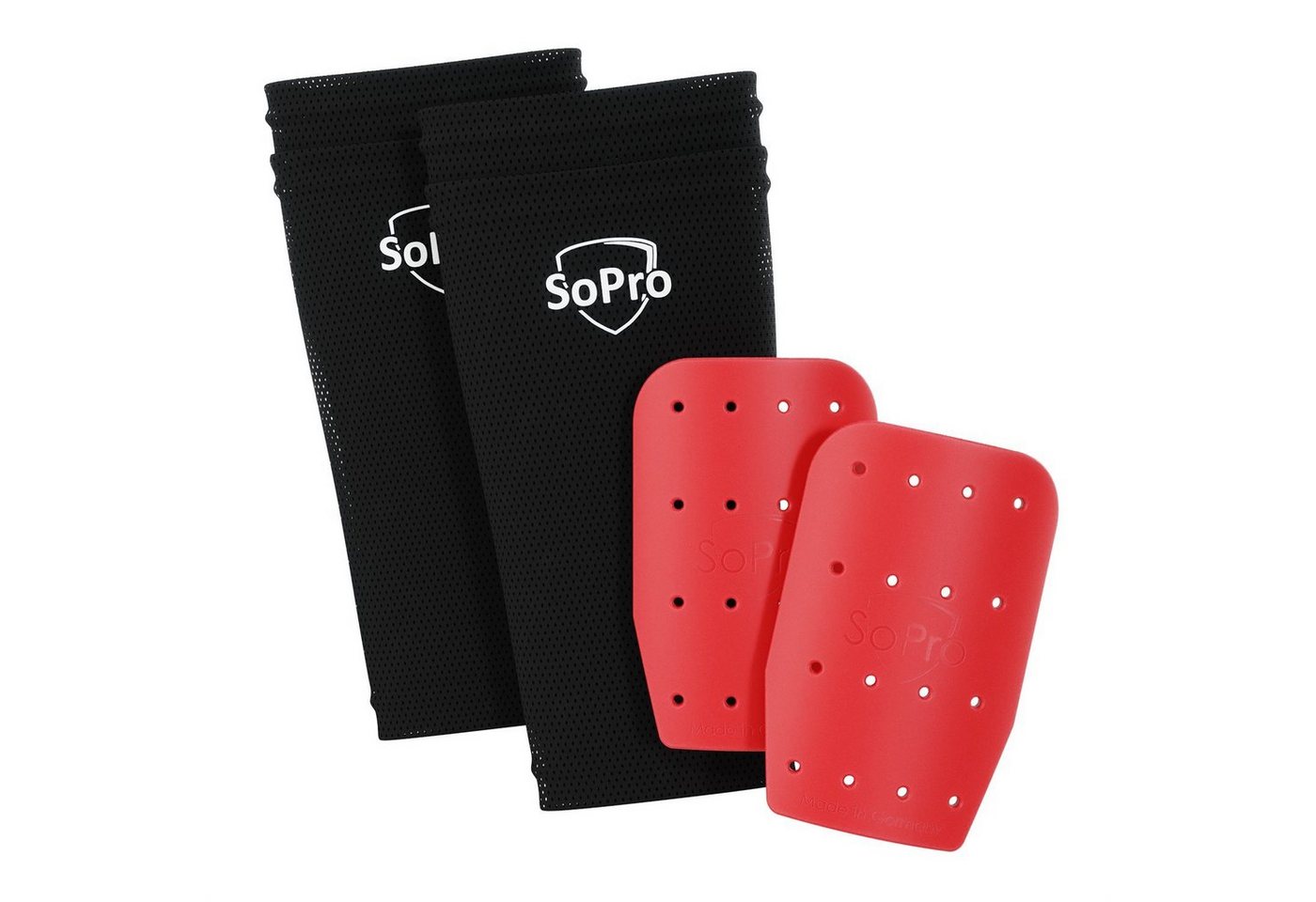 SoPro Schienbeinschutz Mini Schienbeinschoner für Fußball inkl. Socken leicht & rutschfest von SoPro
