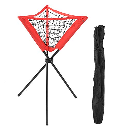 Socobeta Tragbare Dreieckige Netztasche für Baseball- und Softball-Schlagübungen mit Rotem Stativ-Ballständer von Socobeta