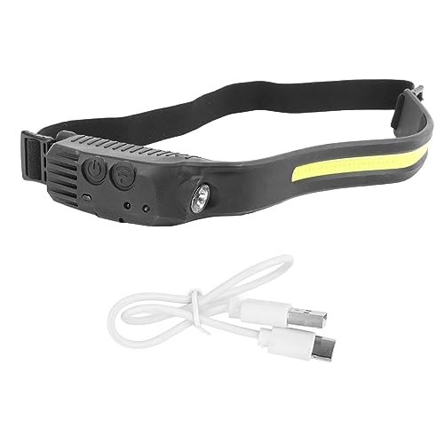 Socobeta Ultrahelle, über USB Wiederaufladbare, Batteriebetriebene Induktions-Stirnlampe, ABS-Kopflampe Zum Laufen, Wandern, Camping, Angeln von Socobeta