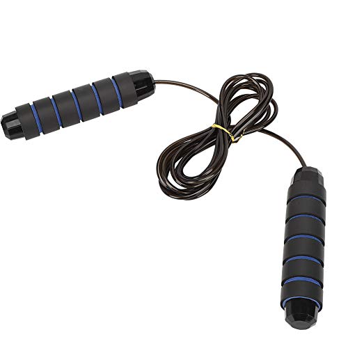 Verstellbares Unisex-Springseil aus Stahldraht mit Lagern für Fitnessübungen für Erwachsene und (Springseil aus blauem und schwarzem Draht) von Socobeta