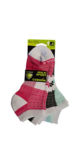 SofSole Socks Damen Multi Sport cushion tab Socks (pack Of 3), mehrfarbig(Pink/Black/Aqua), 3-8 von Sof Sole