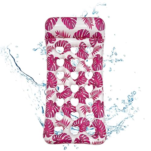 Aufblasen von Schwimmbecken mit Löchern, aufblasbare Poolmatratze 165 x 83 cm, mit Getränkehalter, schwimmende Schwimmstühle aus PVC, aufblasbare Schwimmreihe for den Sommer(Color:Pink) von Sohodoo