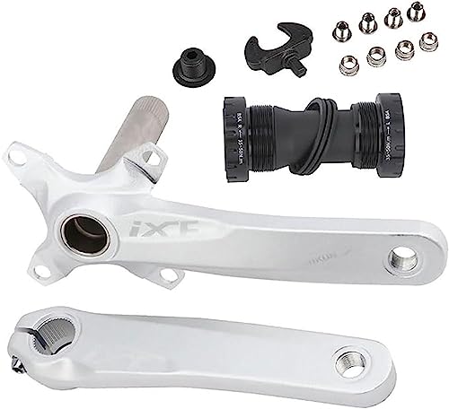 Sohodoo BCD104mm MTB Fahrrad Kurbelgarnitur 170mm Aluminiumlegierung Hohl Integrierte Kurbel Unterstützung Geschwindigkeit 8S-12S Mit Tretlager (Color : Silber, Size : 170mmCrank+BB) von Sohodoo