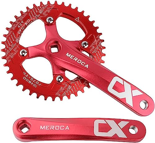 Sohodoo MTB-Fahrradkurbel, Mountainbike-Kurbelgarnitur, Hohle Integrierte Kurbel, 170 Mm BCD 104, Geeignet for Geschwindigkeitskompatible Einzel-/Doppelscheiben (Color : 170mm Red, Size : 36T) von Sohodoo