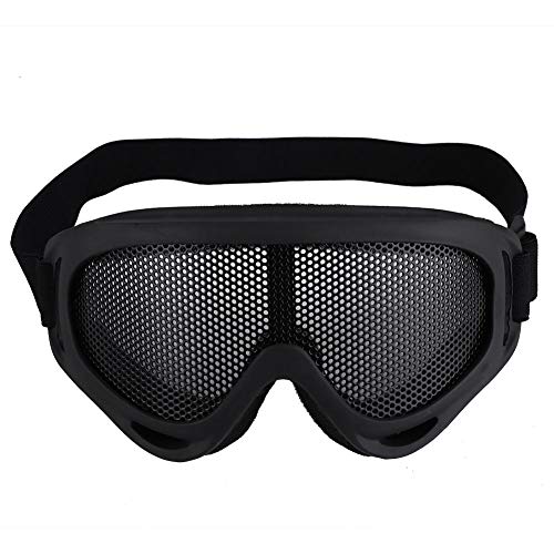 SolUptanisu Airsoft + Goggles, Outdoor-Mesh-Schutzbrille für Radsport, stoßfest, aus Stahl, für Männer und Frauen, Radfahren, Wandern, Aktivitäten (schwarz) von SolUptanisu
