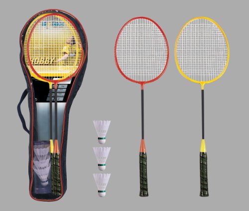 Solex Sports Badminton-2 Schläger-Set Hobby mit 3 Bällen, rot/gelb/weiß, 68 x 24 x 5 cm, 44161 von Solex