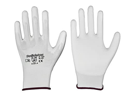Solidstar Nylon-Feinstrick-Handschuh mit PU-Beschichtung - weiß - CE CAT 2 (12, 9) von Solidstar