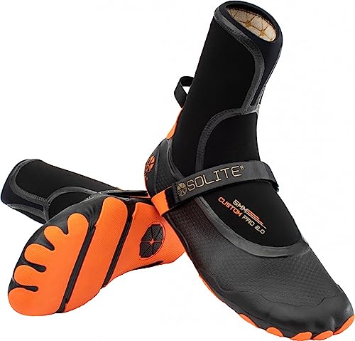 Solite Custom Pro 2.0 5mm mm Neoprenanzugstiefel mit Heat Booster Socken - Orange Schwarz - Schnell Dry - Unisex von Solite