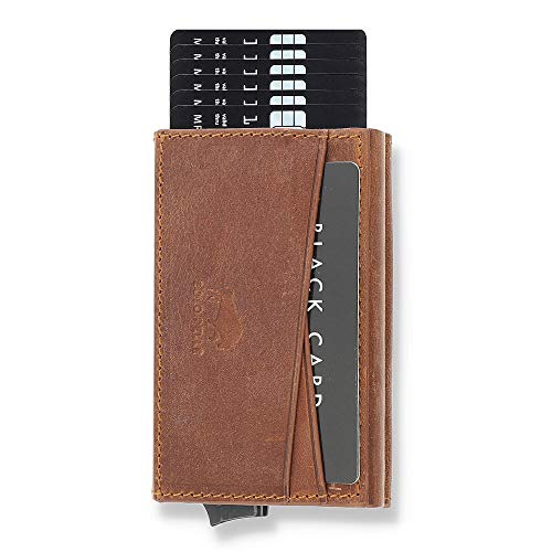 Solo Pelle Kartenetui mit RFID Schutz bis 11 Karten Portmonee Geldbeutel Kreditkartenetui Mech Echtes Leder in Vintage Braun (Used Look) von Solo Pelle