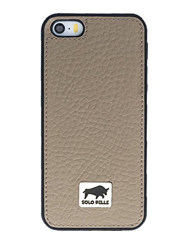 Solo Pelle iPhone SE / 5 / 5S Case Lederhülle Ledertasche Backcover Flex aus echtem Leder (Floater Taupe) inkl. hochwertiger Geschenkverpackung von Solo Pelle
