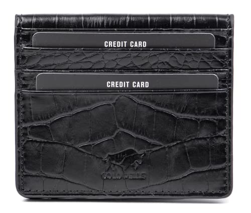 Solo Pelle kleine Mini Geldbörse aus echtem Leder - Platz für 8-16 Karten + 1 Scheinfach in Kroko Schwarz von Solo Pelle