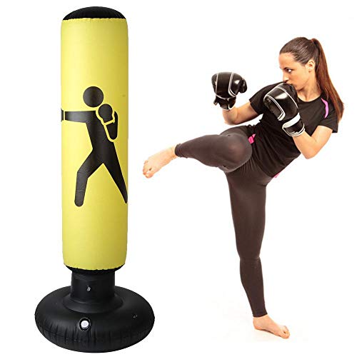 Solomi Boxsack, aufblasbare Säule, PVC, Fitness, Kickboxen, Muay Thai, Training, Sandbag, 160 cm (gelb) von Solomi