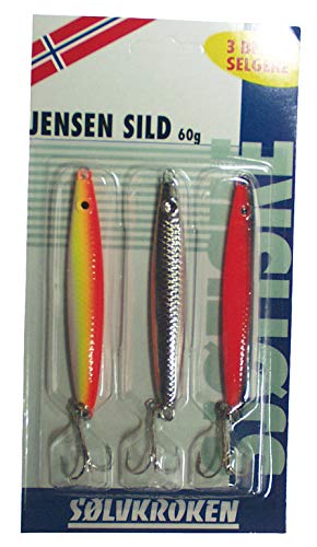 Solvkroken Jensen Sild 3-er-Pack das weltweit bekannte Original mit 3 verschiedenen Blinkern mit dem gleichen Gewicht (3-er-Pack 25g) von Solvkroken