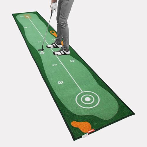 Indoor-Golf-Putting-Matte, Golf-Übungsteppich mit Trainingshilfe für die Putt-Ausrichtung, Golf-Putting-Green für den Einsatz im Innenbereich, im Home-Office(A) von Somsiwey