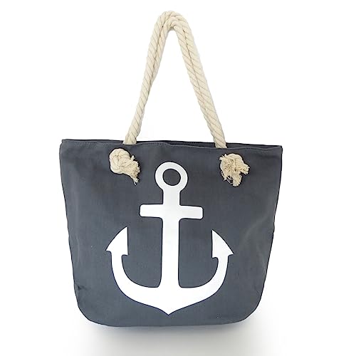 Sonia Originelli Strandtasche Anker Uni Marie Beachbag Shopper Maritim Farbe Dunkelgrau von Sonia Originelli