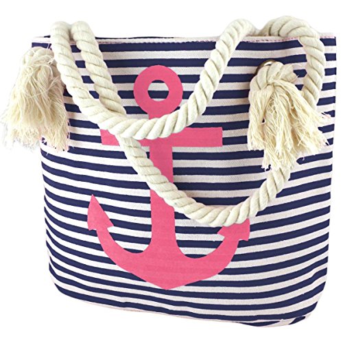 Sonia Originelli XS Shopper Anker Sarah Einkaufstasche Tasche Maritim Farbe Marine-Pink von Sonia Originelli