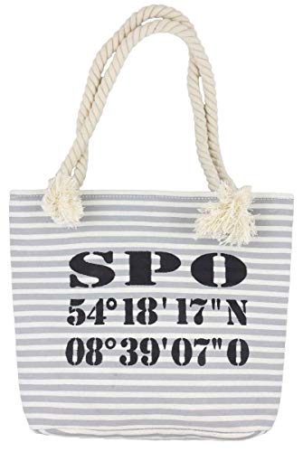 Sonia Originelli XS Shopper St. Peter Ording Shopper Tasche Koordinaten Farbe Grau-Schwarz von Sonia Originelli