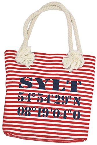 Sonia Originelli XS Shopper Sylt Shopper Tasche Koordinaten Farbe Rot-Marine von Sonia Originelli