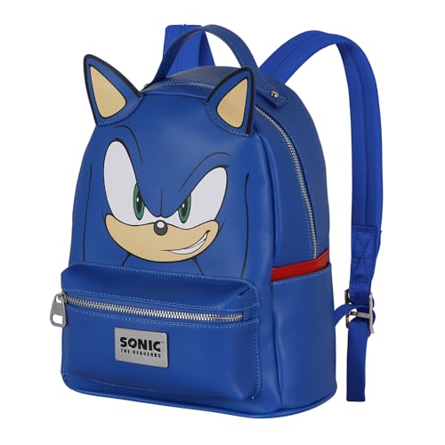 Sega-Sonic Face-Heady Rucksack, Blau, 24,5 x 29 cm, Kapazität 8 L von Sonic The Hedgehog - SEGA