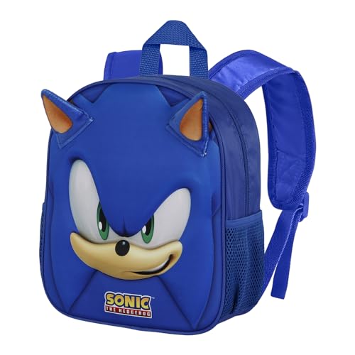 Sega-Sonic Face-Kleiner 3D Rucksack, Blau, 26 x 31 cm, Kapazität 8,5 L von Sonic The Hedgehog - SEGA