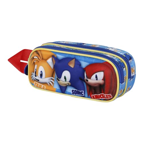 Sega-Sonic Trio-3D Doppelfedermäppchen, Blau, 22 x 9,5 cm von Sonic The Hedgehog - SEGA