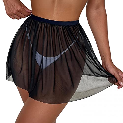 Badeanzug Mini-Röcke Damen Transparent Sexy Bikinirock für Damen Kurzer Rock Schwimmrock mit Überzug für den Strand von Sonnena