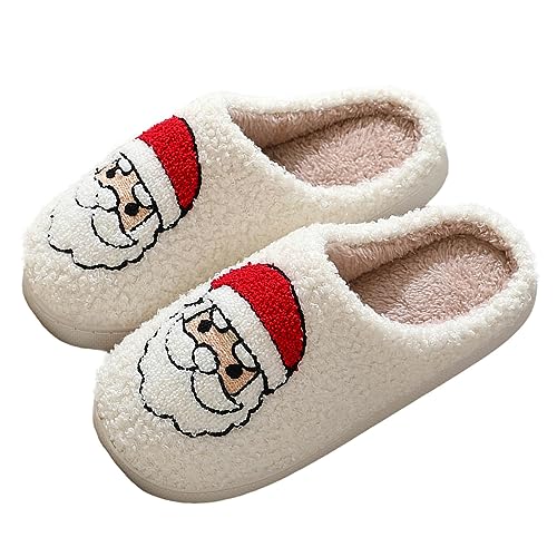 Weihnachten Santa Claus Pantoffeln Damen Plüsch Winter Flauschige Spooky Slides Warme Herren Leichte Weiche Hausschuhe Puschen Lustige Weihnachten Geschenke von Sonnena