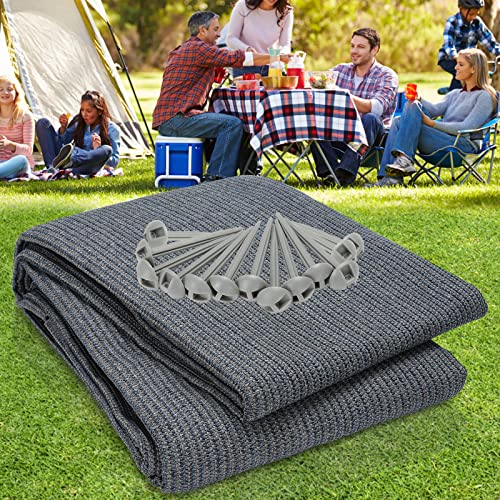 Sonnewelt Vorzeltteppich 200x200cm, Zeltteppich 100% HDPE, Outdoor campingteppich mit 13 Heringe, Ausgestattet mit Tragetasche, Waschbar (Grau Blau) von Sonnewelt