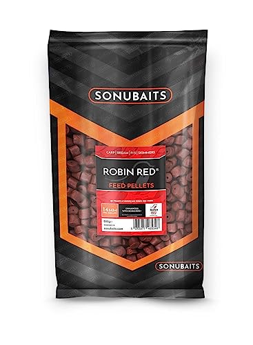 Sonubaits Rotkehlchen Futterpellets, 900 g, 8 mm, gebohrt, Rot von Sonubaits
