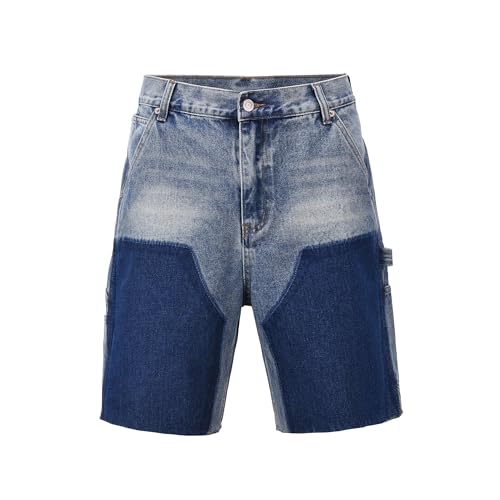 Sopodbacker Jeans Herren Hose Jeanshose Neuebaggy Jeans Cargo Shorts Für Männer Wide Leg Denim Hose Kurz Asian30 Blau von Sopodbacker