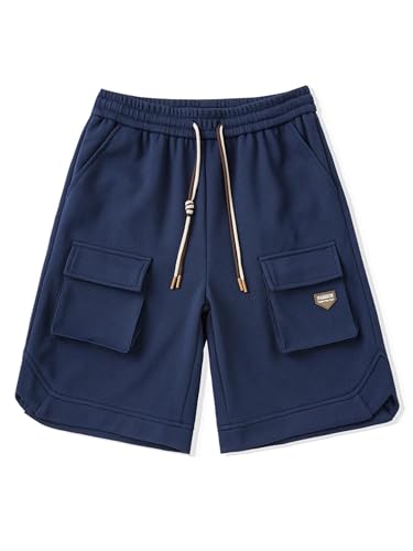 Sopodbacker Jeans Herren Hose Jeanshose Neuestrick Cargo Shorts Männer Sweat Kurze Hosen Streetwear Casual Shorts Plus Größe L(W30) Blau von Sopodbacker