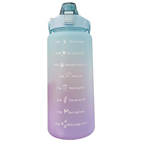 67oz Auslaufsichere Motivationswasserflasche Mit Trinkzeiten Und Strohhalm 2000ml Flip Top Langlebige, Gefrostete Flasche Perfekt Für Büro Schule Fitness Fitnessstudio Workout (Hellgrün) von Sorandy