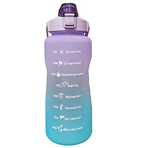 67oz Auslaufsichere Motivationswasserflasche Mit Trinkzeiten Und Strohhalm 2000ml Flip Top Langlebige, Gefrostete Flasche Perfekt Für Büro Schule Fitness Fitnessstudio Workout (Lila) von Sorandy