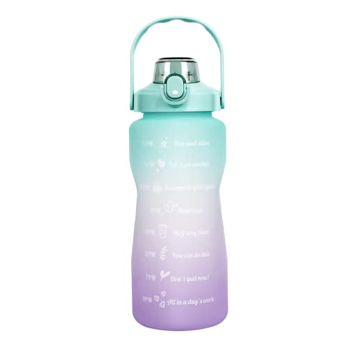 Trinkflasche Wasserflasche 2 Liter Motivierende Wasserflasche mit Strohhalm Große Sport Water Bottle für Fitnessstudio Fitness Outdoor Sports(Grün) von Sosayet