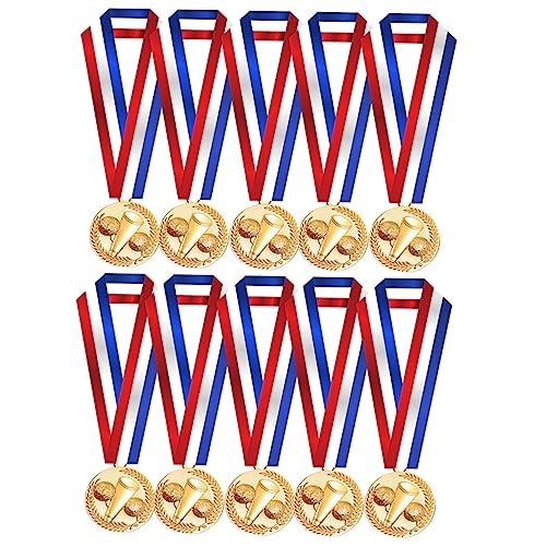 Sosoport 10St Cheerleader Gold Medaillen mit Bändern Goldmedaille Gewinner Preise Party medalien medaillien sportliche Medaillen Gold Medaille Persönlichkeit die Medaille Abzeichen von Sosoport