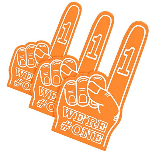 3 Stück riesige Schaumstoff-Finger 45.7 cm We're Number 1 Schaumstoff-Hand-Cheerleading-Schaumstoff-Finger für Sport, Cheer, Schule, Spirit, Hand-Pom für Sportveranstaltungen, Spiele (Orange) von Sotiff