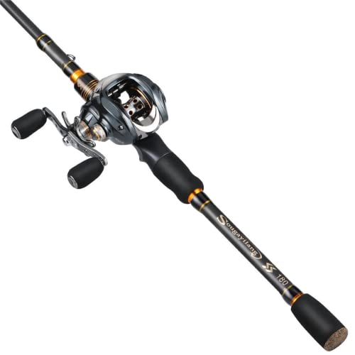 Sougayilang Angelrute und Rolle Combo, 11+1 BB Baitcast-Rolle mit Teleskop-Angelrutenkombination, Baitcaster-Kombi für Anfänger, 2,1 m linker Griff von Sougayilang