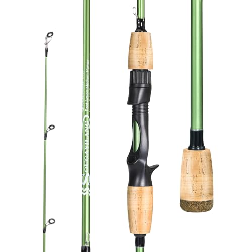 Sougayilang Angelruten,24 Tonnen Kohlefaser Spinnrute & Casting Rod Edelstahl Führungen,Leichte Baitcasting Rute - Zwei Stücke-Casting- 2,1M von Sougayilang