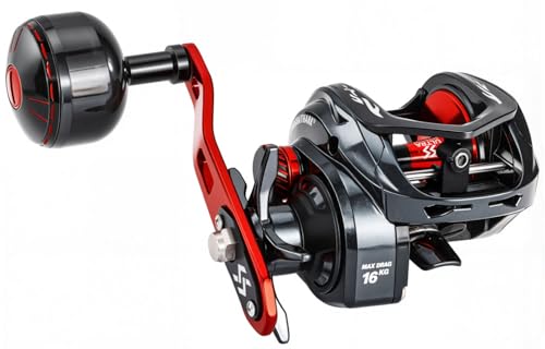 Sougayilang Baitcaster-Angelrolle, 400 Größe mit 15,9 kg max. Zugkraft 6,3:1 Übersetzung, flache Wurfrolle für Moschus, Rechtshänder von Sougayilang