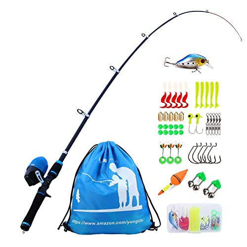Sougayilang Kids Fishing Pole with Spincast Reel Telescopic Fishing Rod Combo Full Kits for Boys,Girls and Adults-Bule von Sougayilang