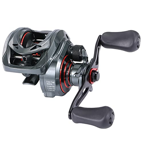 Sougayilang MAX Baitcasting Rolle 8.0:1 High Speed Gear Ratio Angelrolle 18LB Kohlefaser Drag Baitcaster Rollen mit magnetischem Bremssystem für Salzwasser Süßwasser Angeln-L von Sougayilang