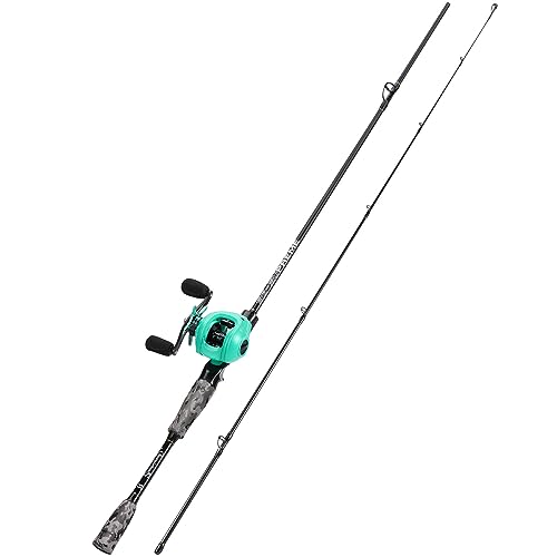 Sougayilang MX-2 Wurfangelrute und Baitcastrolle Combo, 1,8m/2,1m Baitcaster Combo - Raubfisch-Angelset für Hecht, Barsch, Zander-2.1H-L von Sougayilang