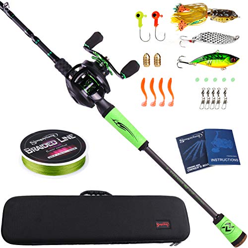 Sougayilang Fishing Rod Reel Combos Portable 4 Pc Travel Fishing Pole Fishing Reel -2.1M/6.89FT Casting Rod Right Handed Reel with Case von Sougayilang