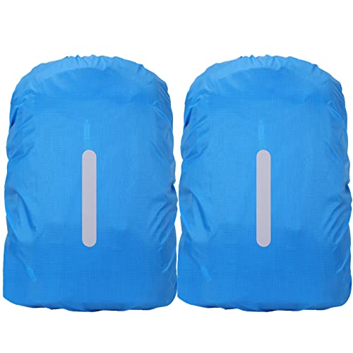 Souke Sports 2er Regenschutz für Rucksack - 30-40L Regenhülle Schultaschen mit Reflektorstreifen Rucksack Wasserdicht für Dunkle Jahreszeit, Wandern und Radfahren von Souke Sports