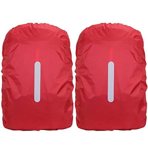Souke Sports 2er Regenschutz für Rucksäcke 30-40L mit Wasser- und Windabweisend Reflektorstreifen, Schultaschen-Regenhülle für Wandern Camping Reisen und Dunkle Jahreszeit von Souke Sports