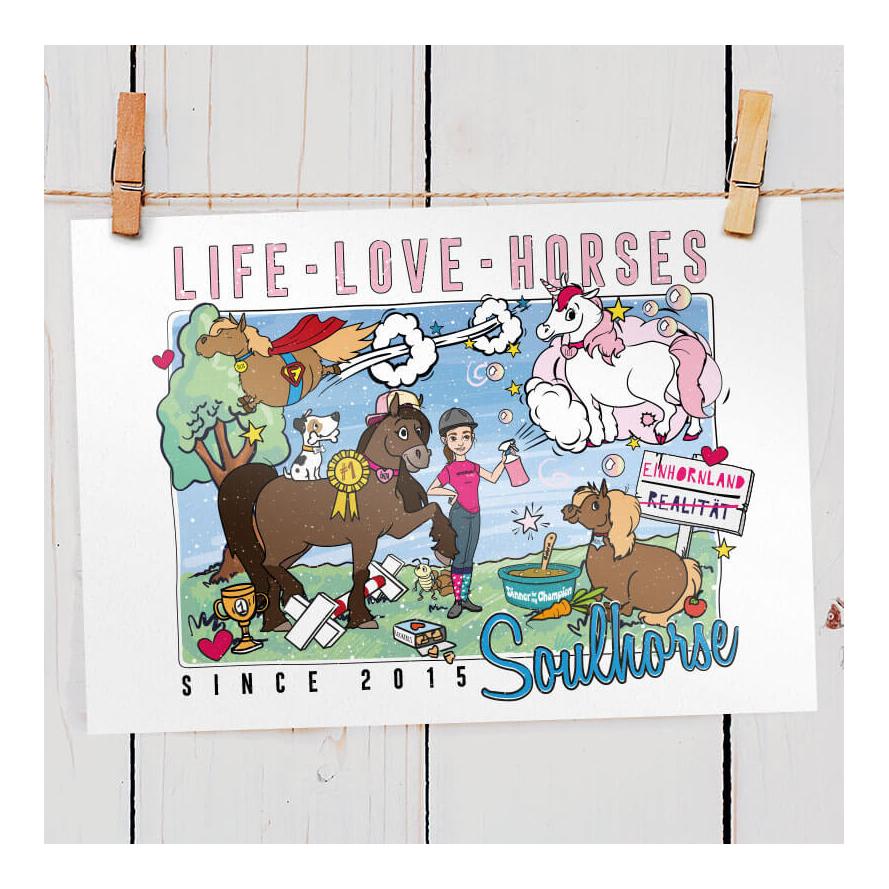 Soulhorse Postkarte "Life Love Horses" DIN A5 von Soulhorse