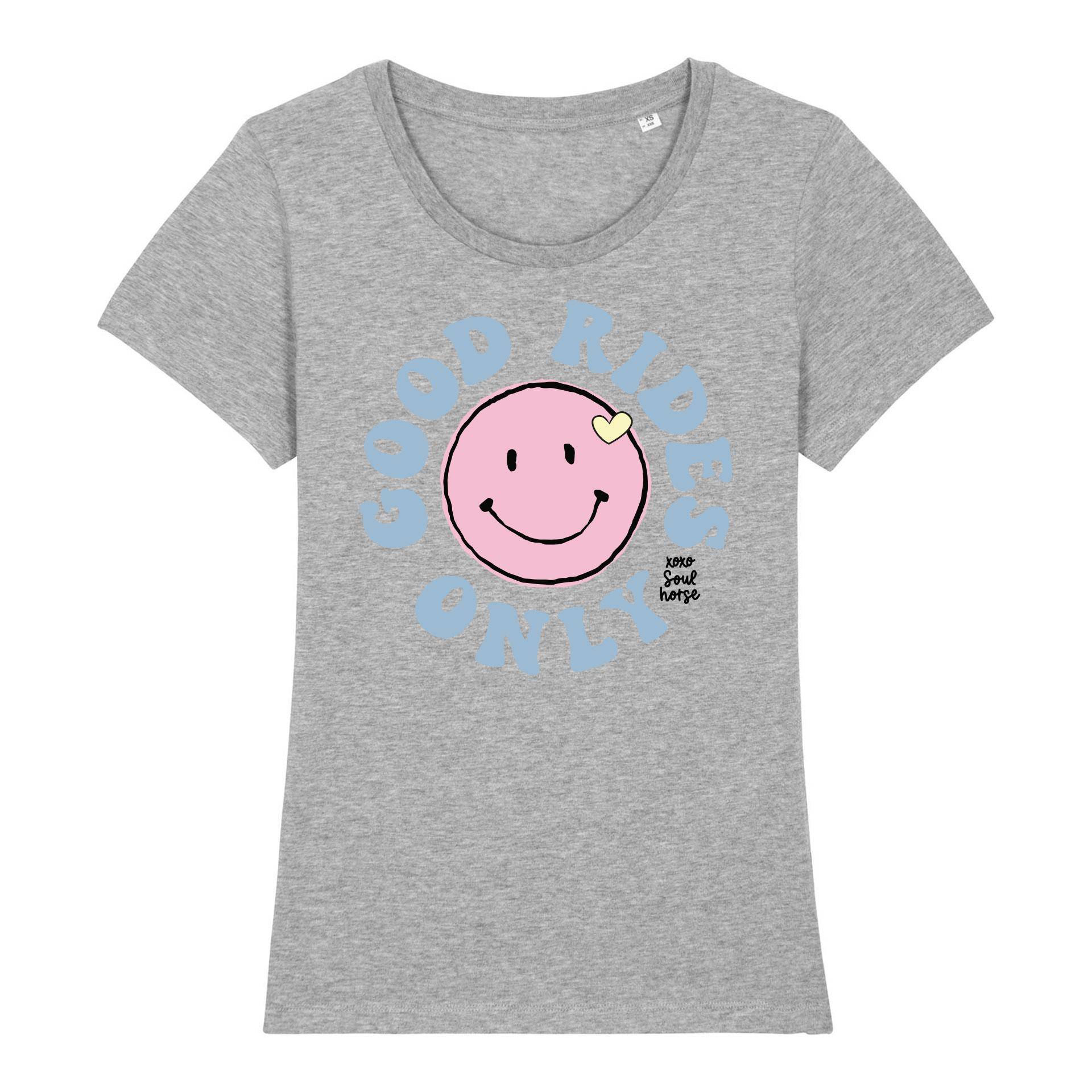 Soulhorse Smiley round rose lightblue Bio T-Shirt Farbe: Heather Grey, Grösse: L von Soulhorse