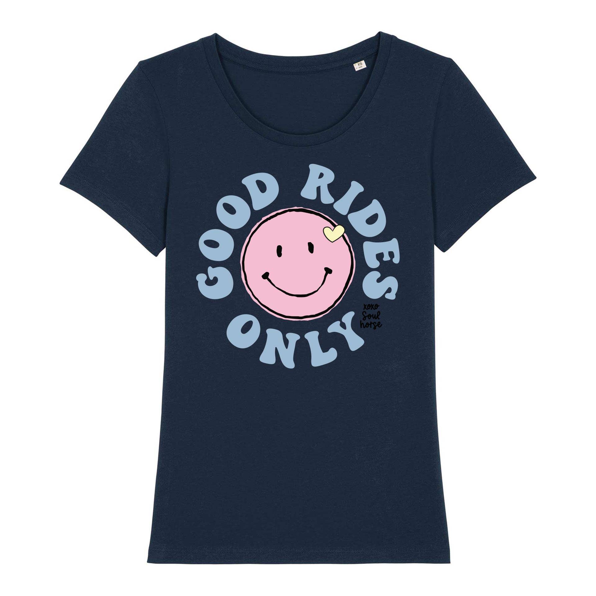 Soulhorse Smiley round rose lightblue Bio T-Shirt von Soulhorse