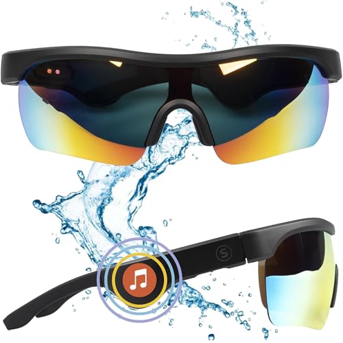 Soundeus® Sonnenbrille mit Lautsprecher - Sport Sonnenbrille Bluetooth Brille - Geschenke Männer - Sport Sonnenbrille Smart Brille - Sport Glasses Smart Glasses Sunglasses - Music&Calls Audio Glasses von Soundeus