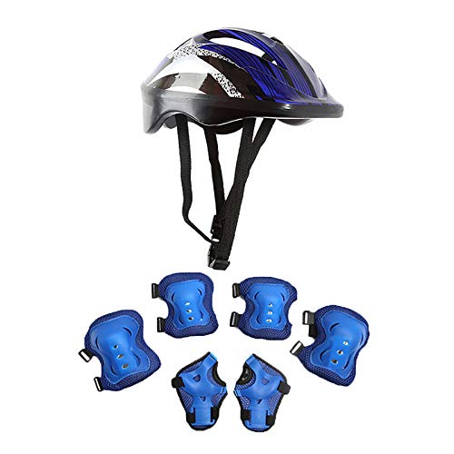 Fahrradhelm Schutzausrüstung Set, Verstellbarer Helm, schützende Knie Ellenbogen Handgelenkschoner, für Fahrrad Skateboarding Inline Roller Skating Roller Schutz 5-13 Jahre alt Jungen Mädchen von Soupliebe